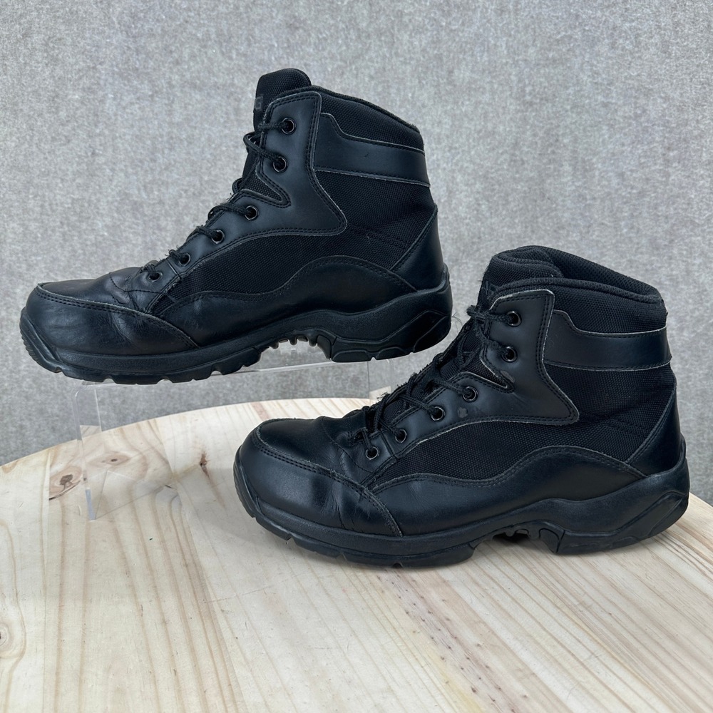 LA Police Gear Tactical Boots Mens 9.5 Black Leather Nylon Duty Combat Shoes
